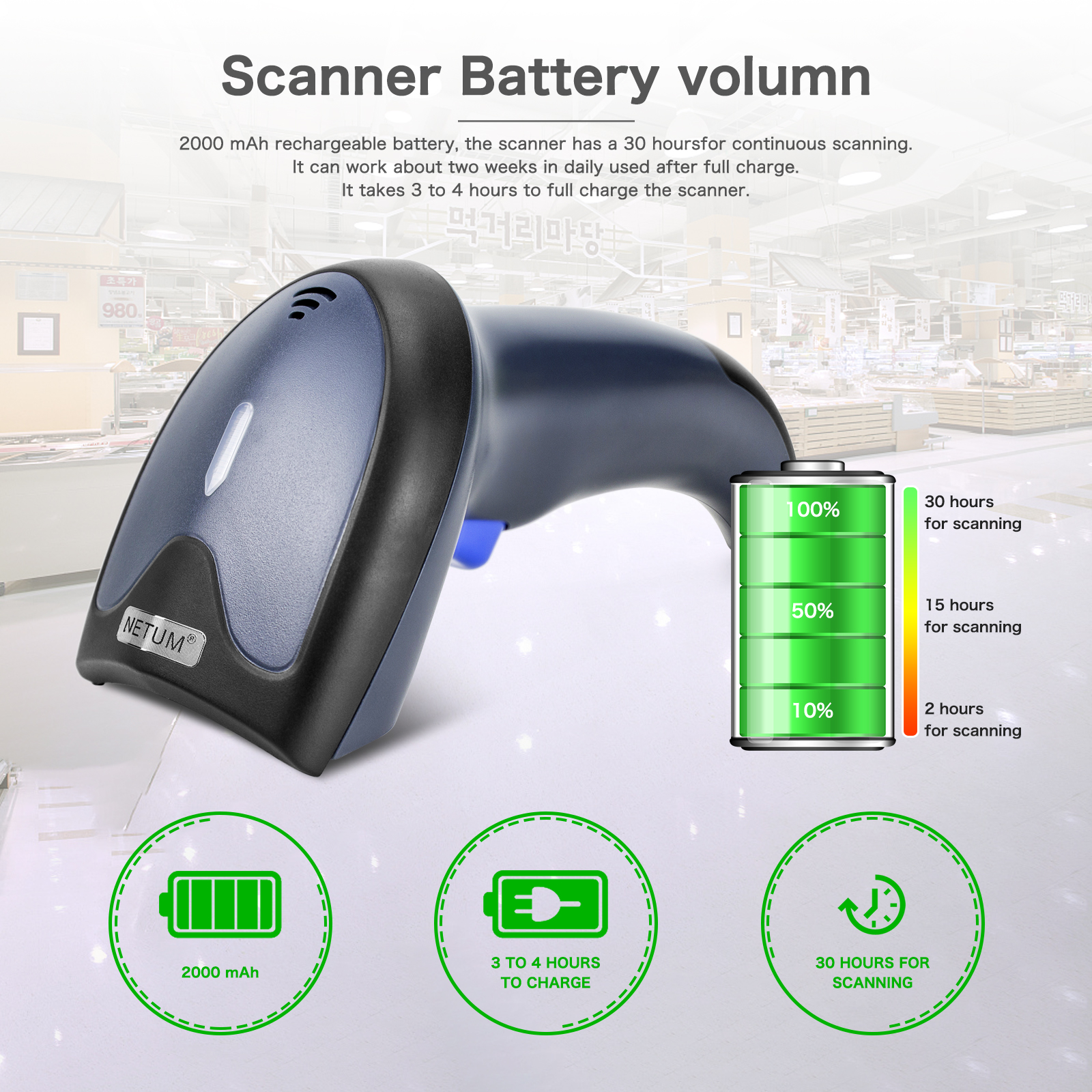 NT-W8-X 2D Bluetooth Barcode Scanner Support IOS