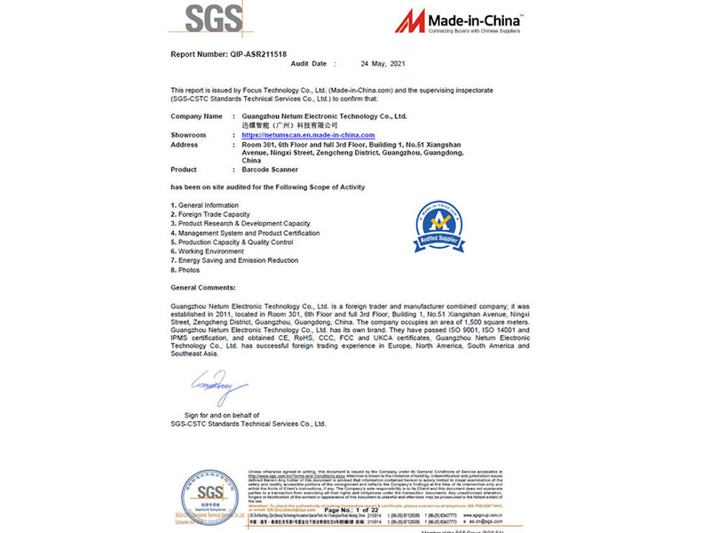 SGS-Zertifikat