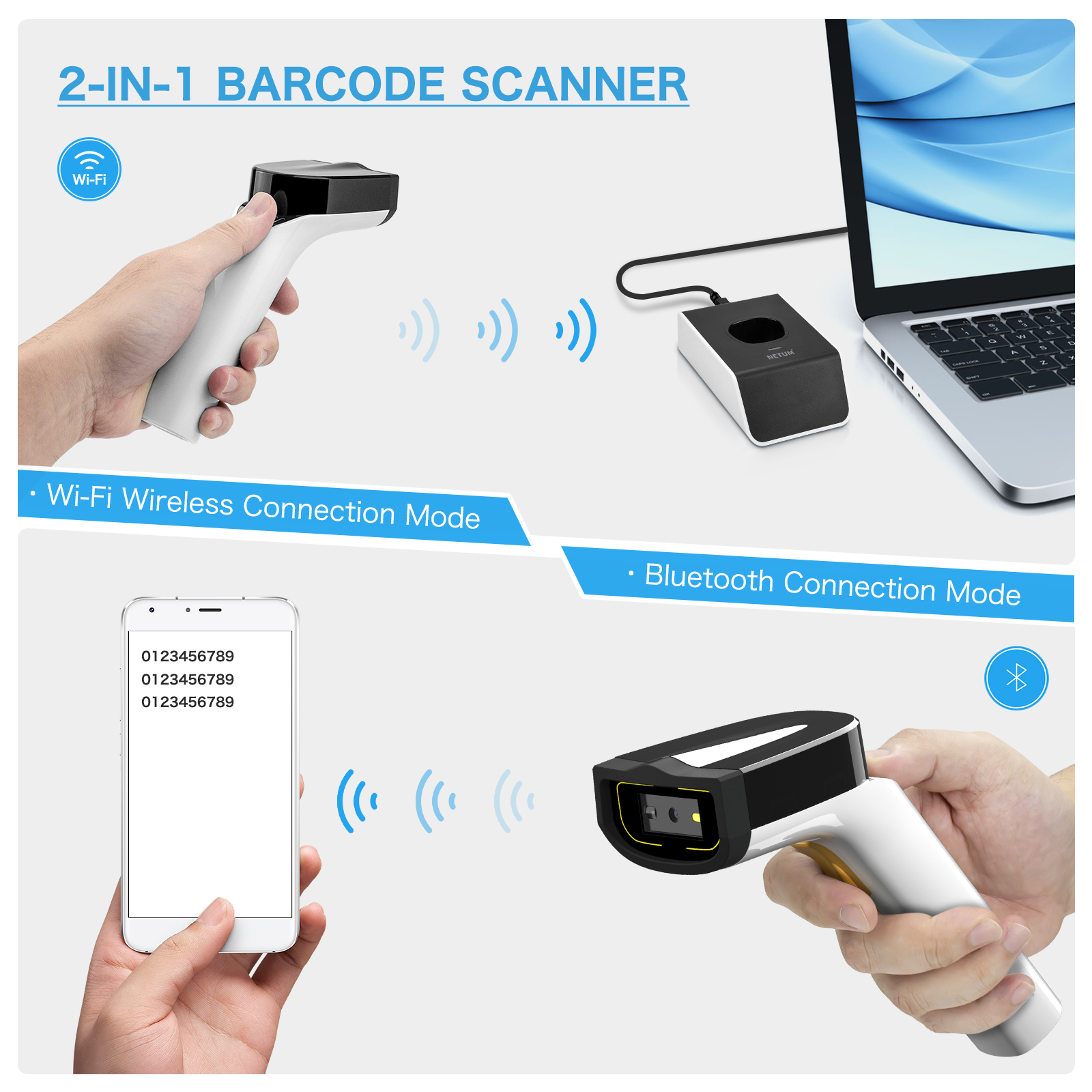 NETUM DS2800 Wifi Blutooth Wireless QR Code Scanner