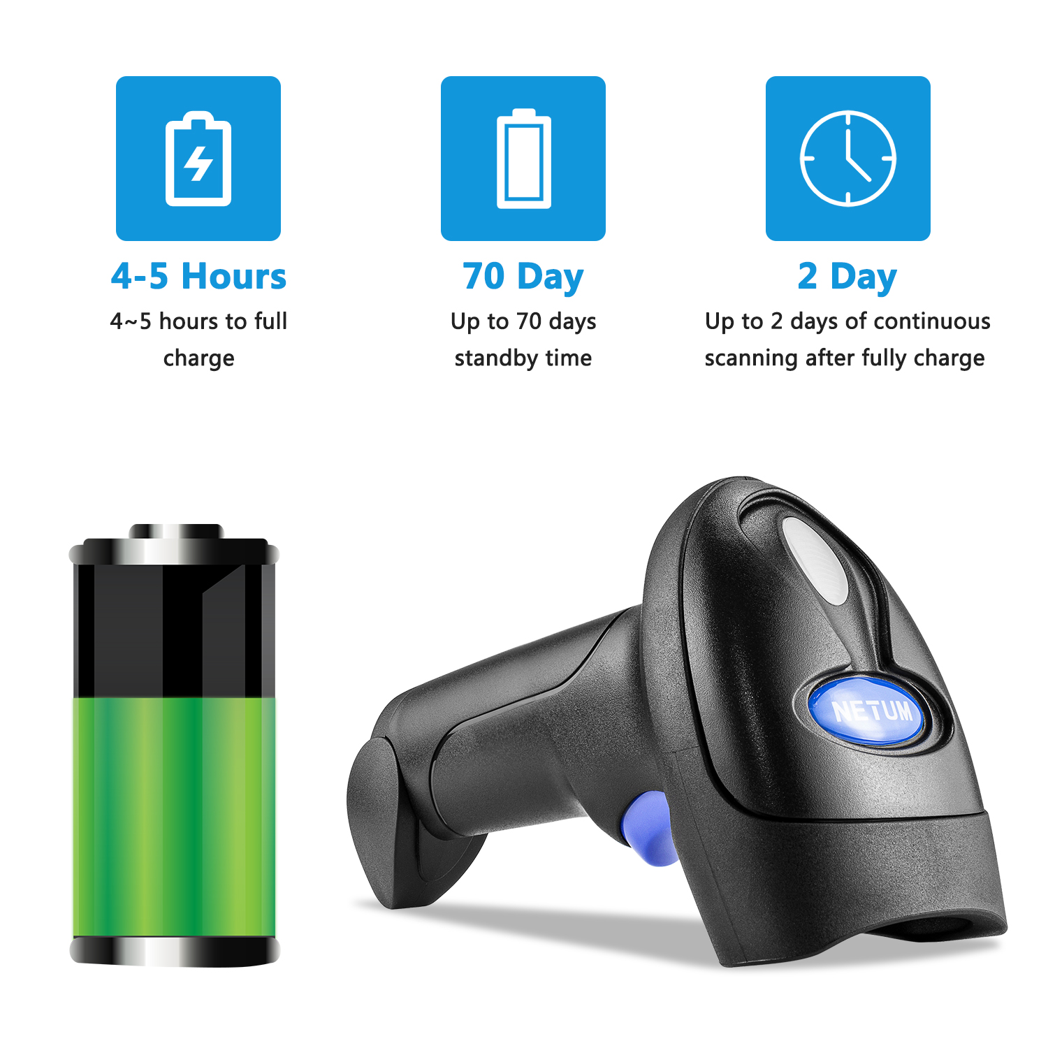 NETUM L8 2D Wireless 2.4G Hz Barcode Auto Scanner