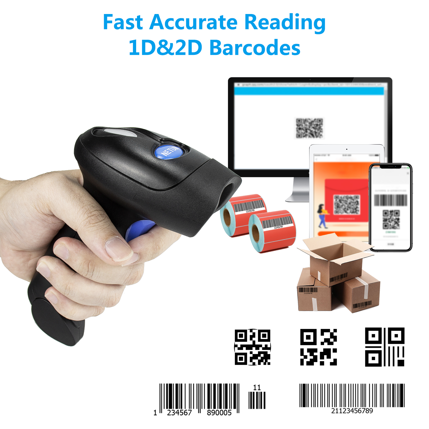 NETUM L8 2D Wireless 2.4G Hz Barcode Auto Scanner