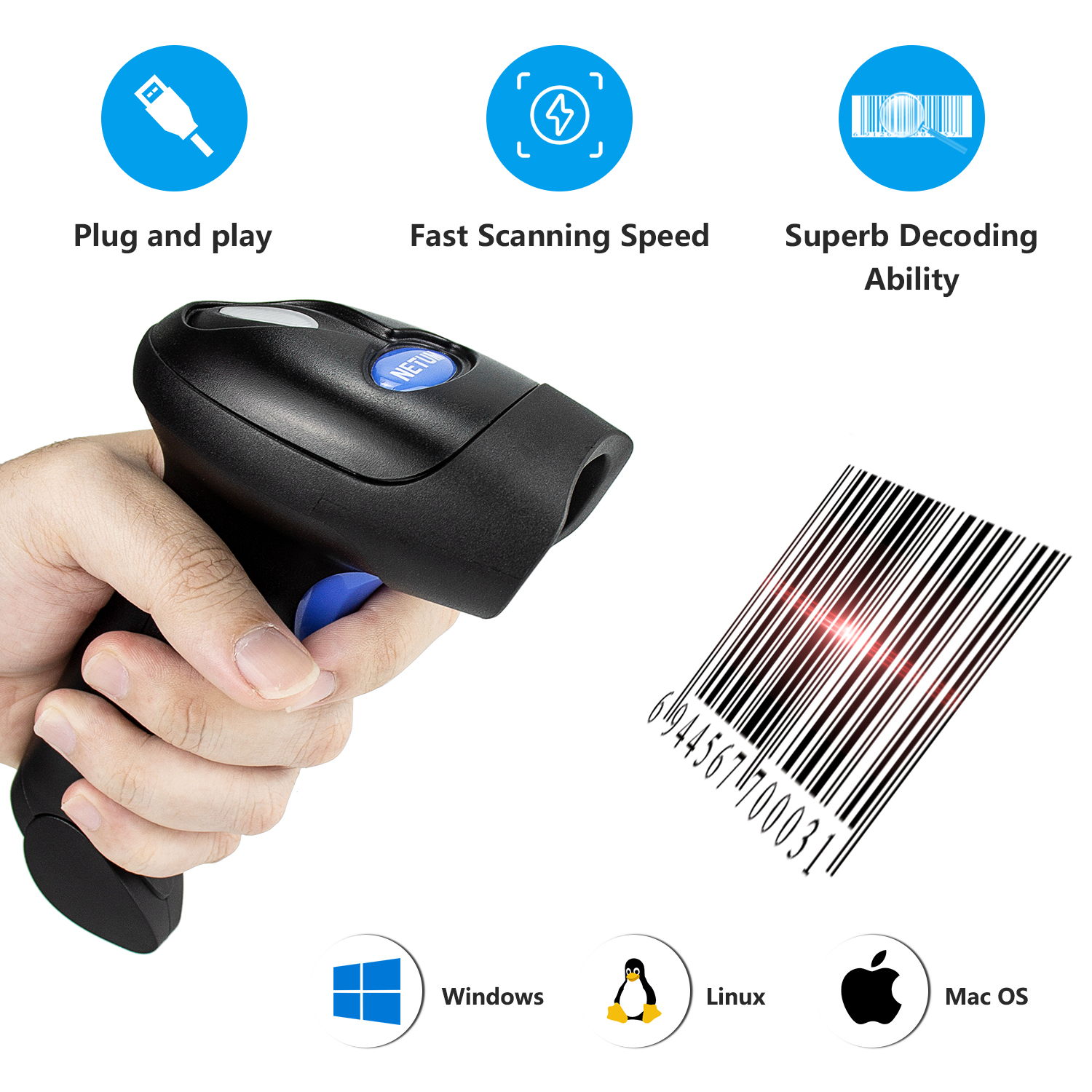 NETUM L8 2D Wireless 2.4G Hz Barcode Auto Scanner