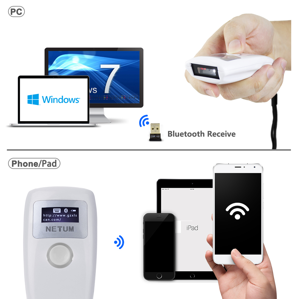 NETUM Z2S WIFI 2D 2.4G Hz Barcode Scanner Support Screen Scanning