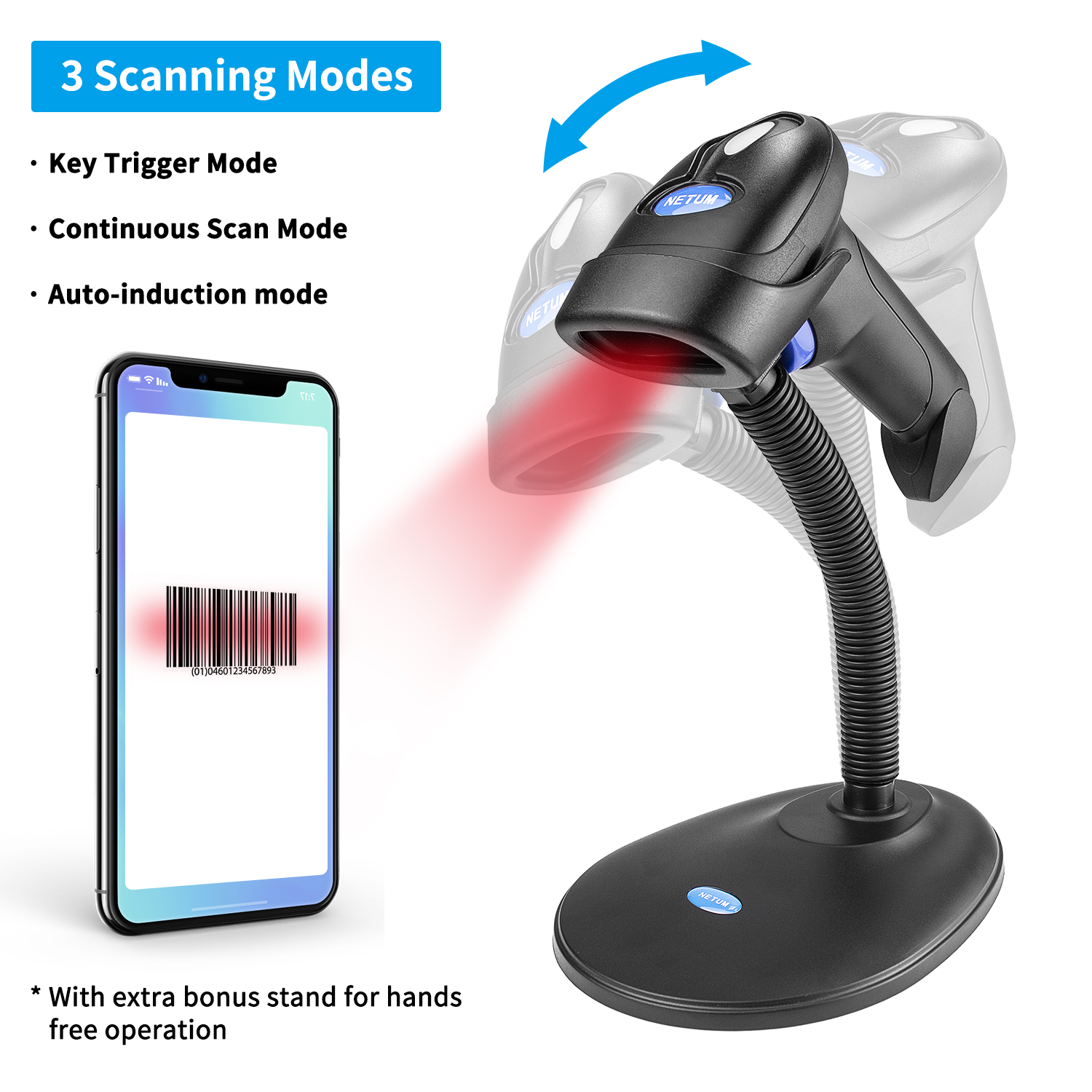 NETUM NT-L6 Wireless 1D CCD & Handheld Wired Bar Code Scanner Reader