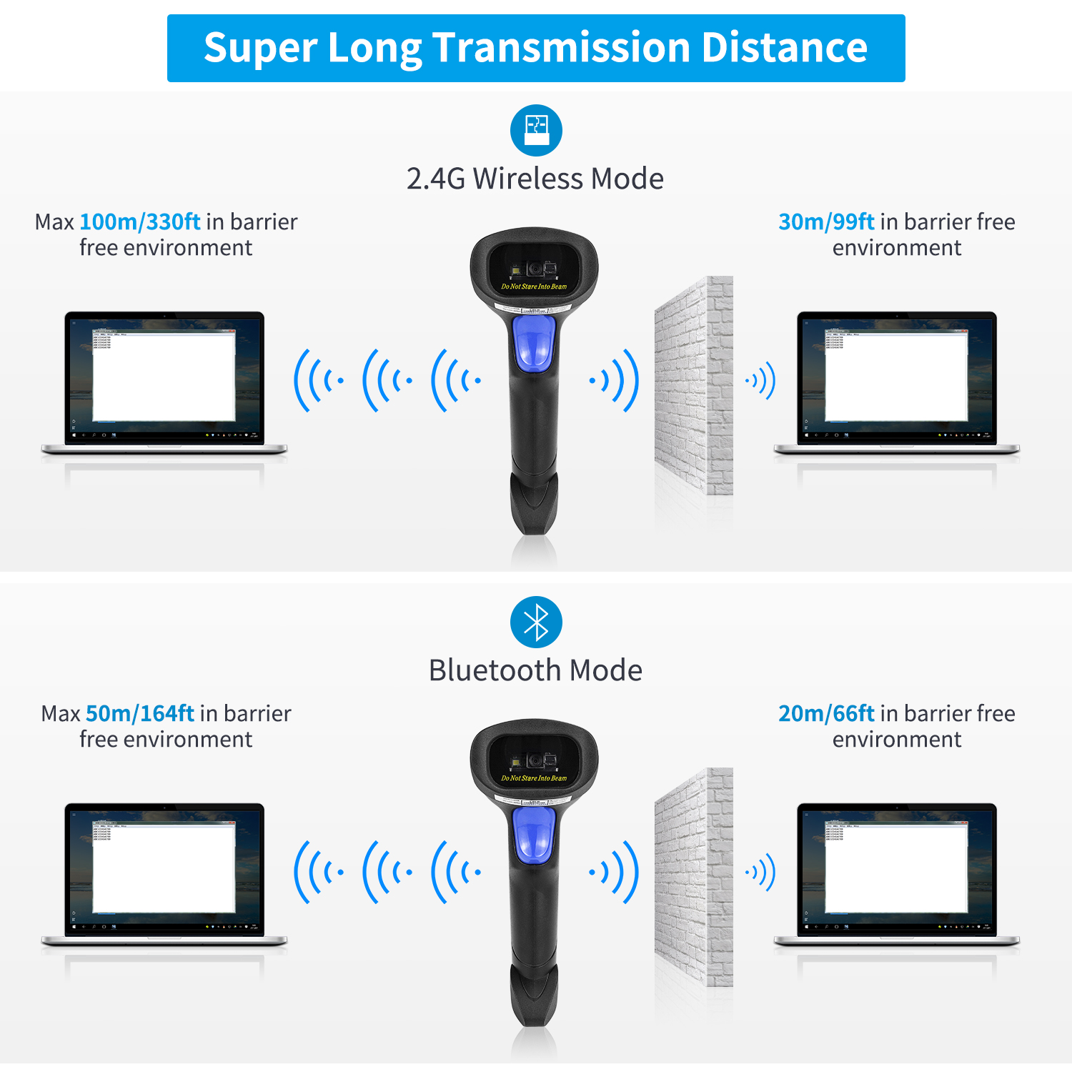 L8BL Wireless 1D 2D Barcode Scanner