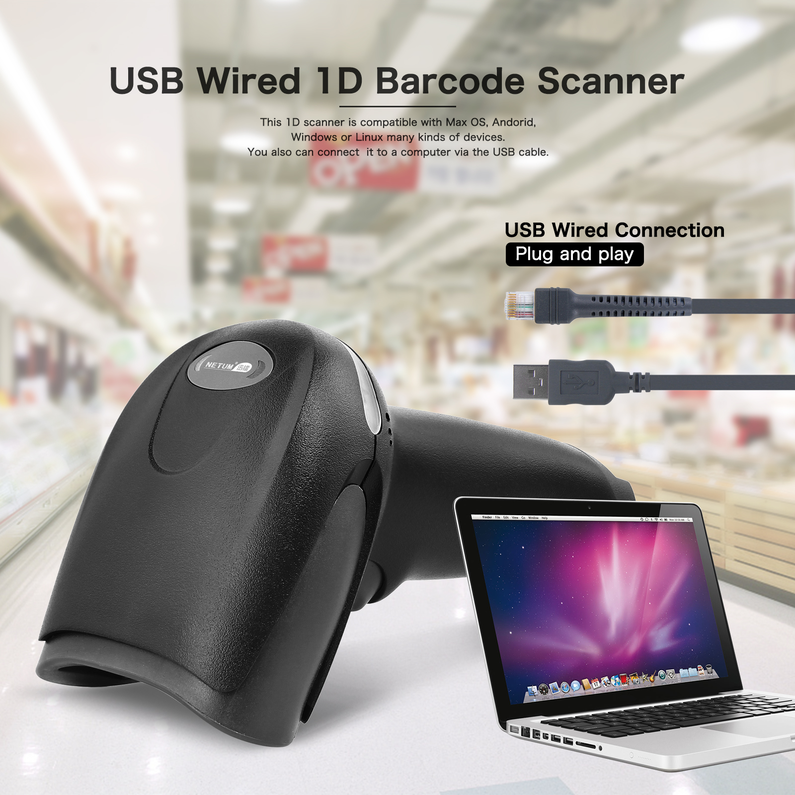 NT-F20 1D CCD Wired Handheld Barcode Scanner