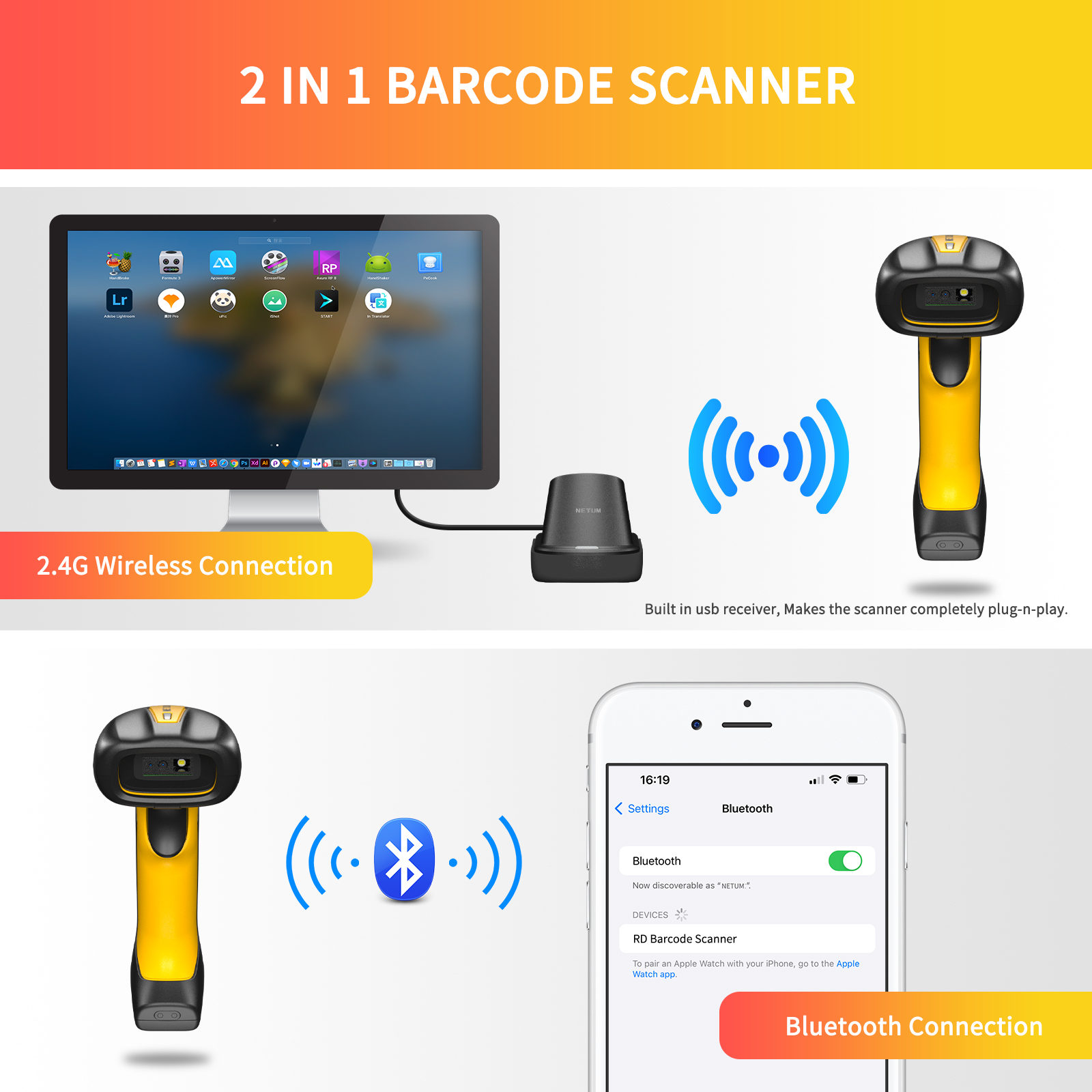 RD-2023 NETUM IP67 Industrial DPM Scanner Barcode Reader