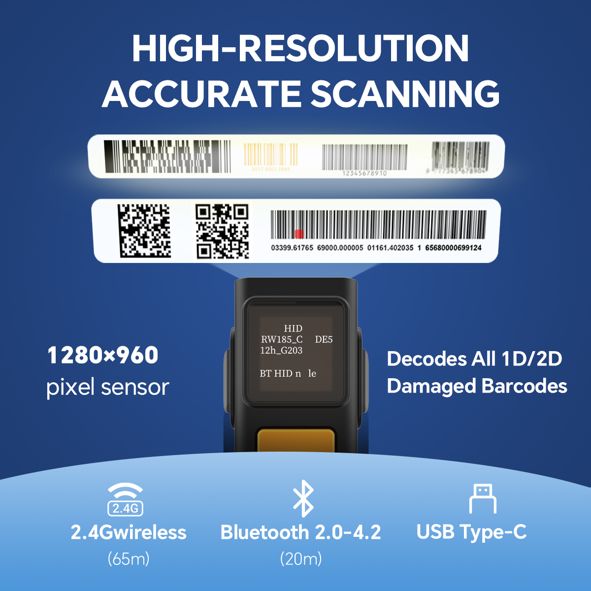 Netum RW185 Wearable Handheld Finger Barcode Scanner