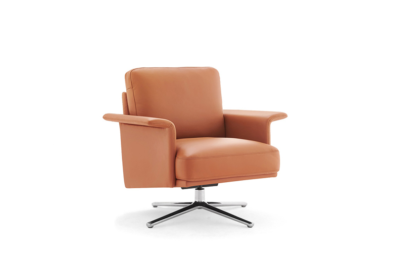 Contemporary Modern Orange Leather Armchair