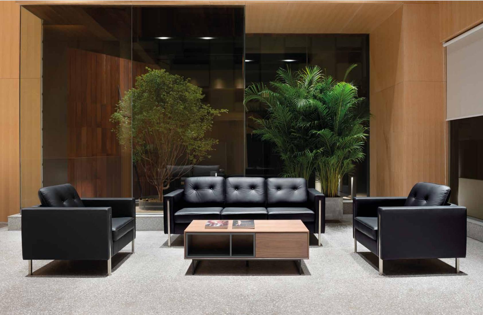 Modern Waiting Room Office Leather Sofa