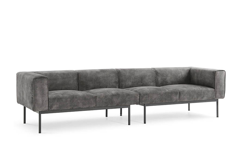 Round Genuine Leather Fabric Lounge Sofa Suites