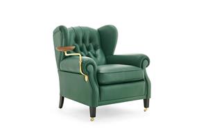 Traendy Green Retro Leather Armchair