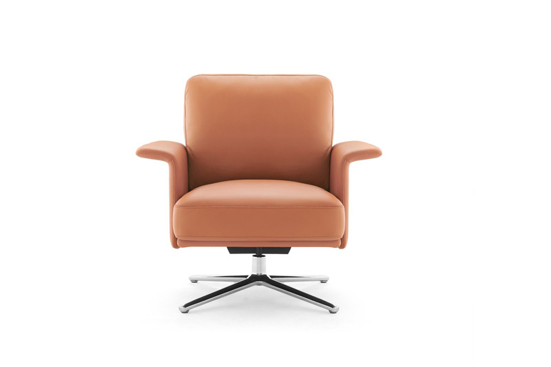 Contemporary Modern Orange Leather Armchair