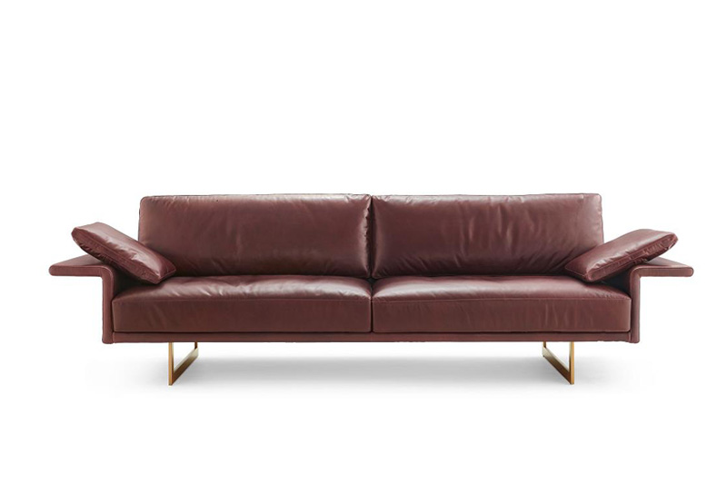 red pure modern leather sofa for living room
