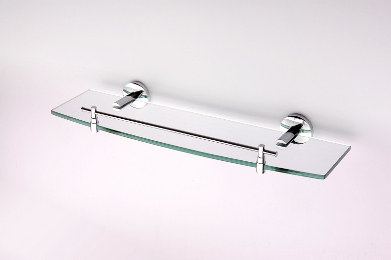 Zinc-alloyed & Glass Chrome Bathroom Shelf