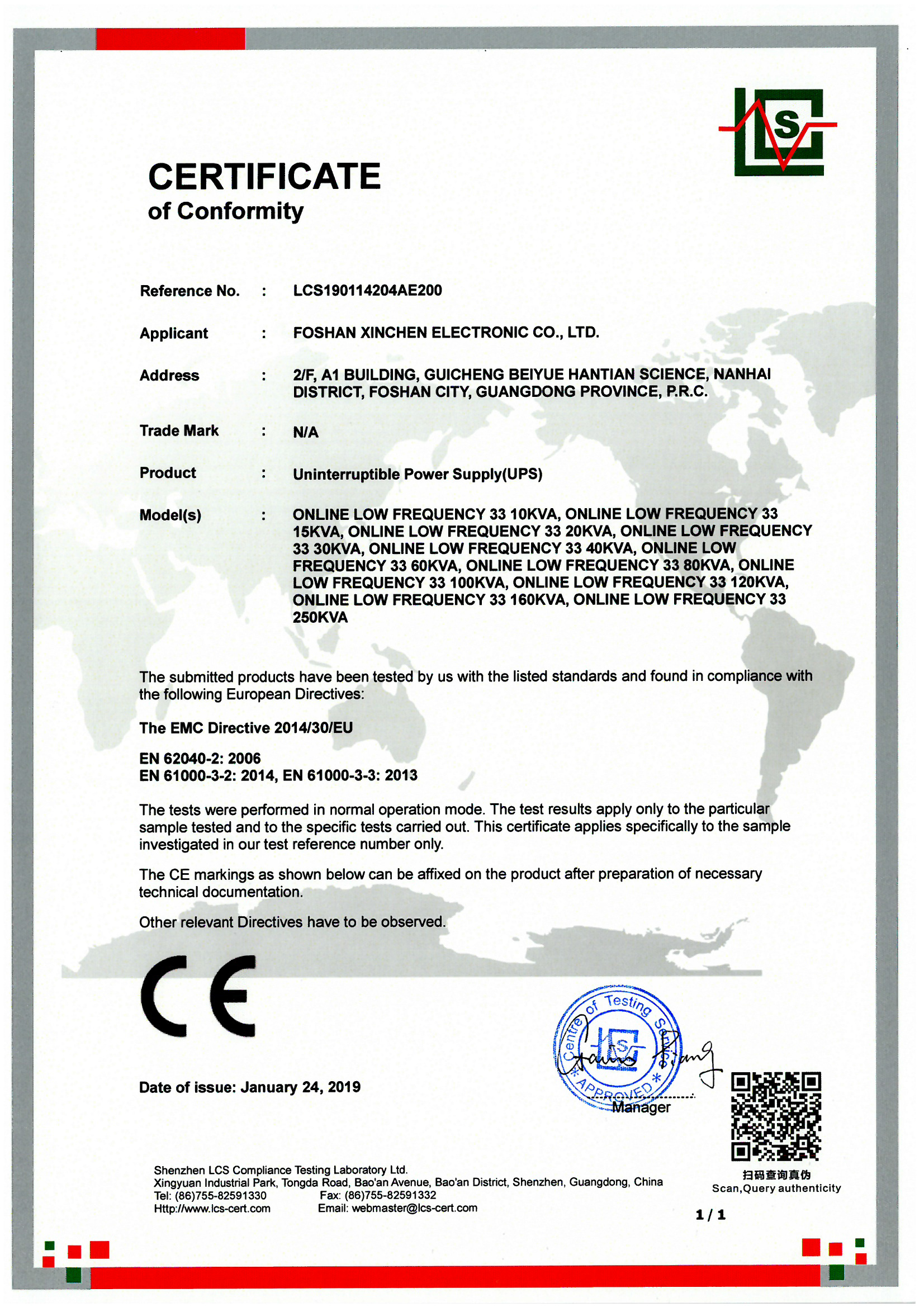 Certificación CE EMC