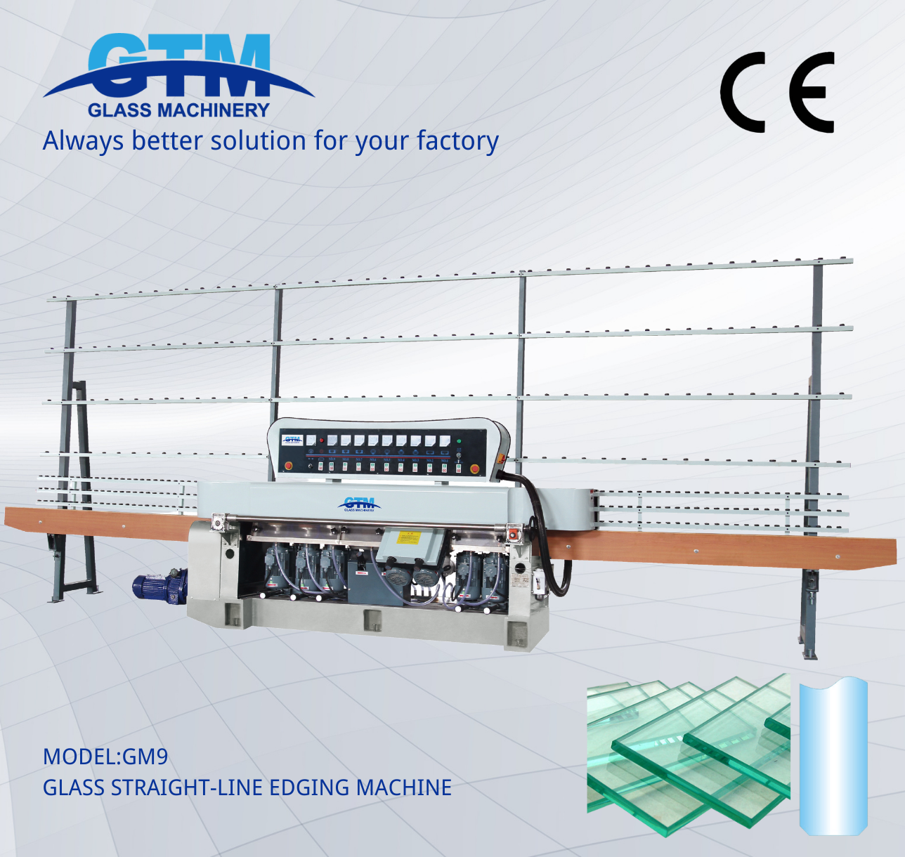 GM9 9 स्पिंडल ग्लास एज पॉलिशिंग एजिंग मशीन