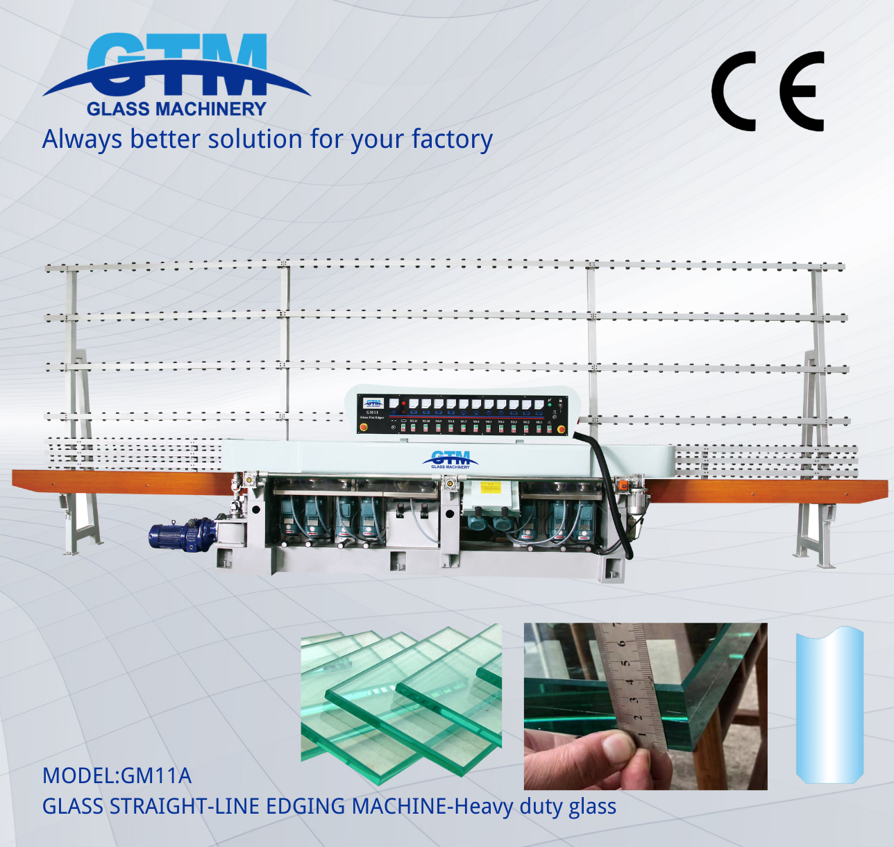 GM11 Glass Edge Polishing Edging Machine For Heavy-duty Glass Sheet