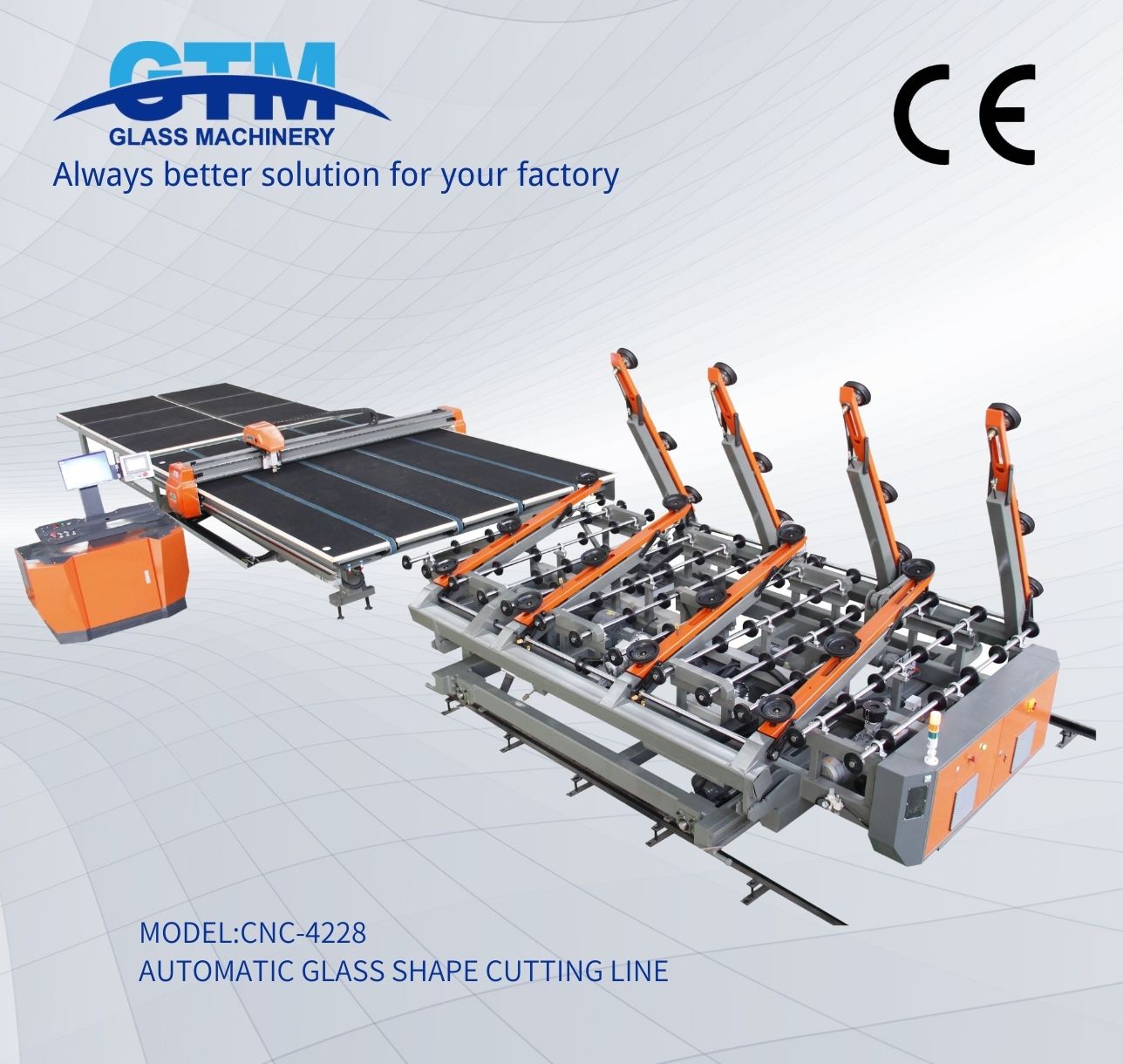 CNC-4228 Automatic Glass Shaped cutting Line