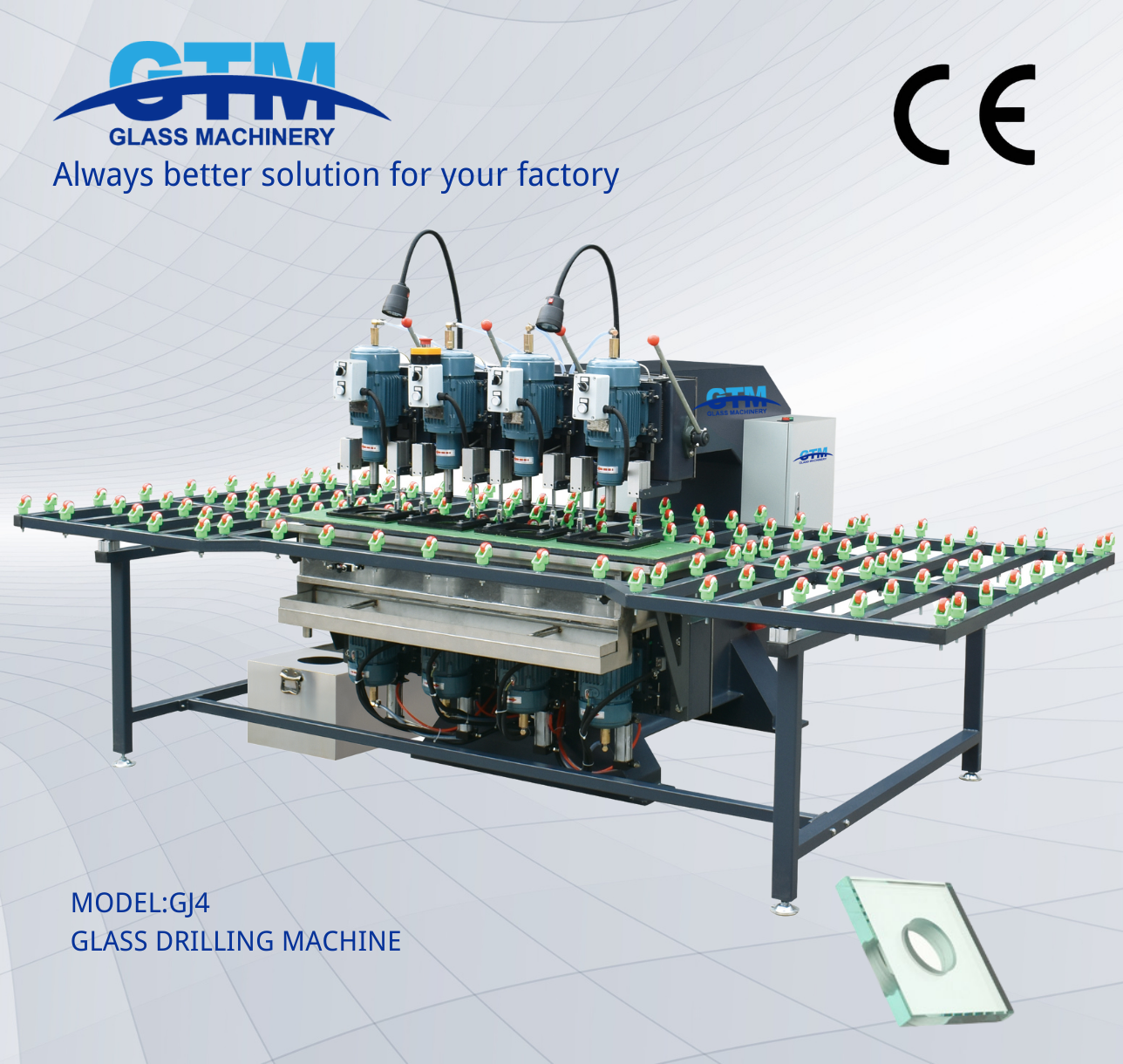 Máquina de perfuração de vidro de quatro cabeças GJ4