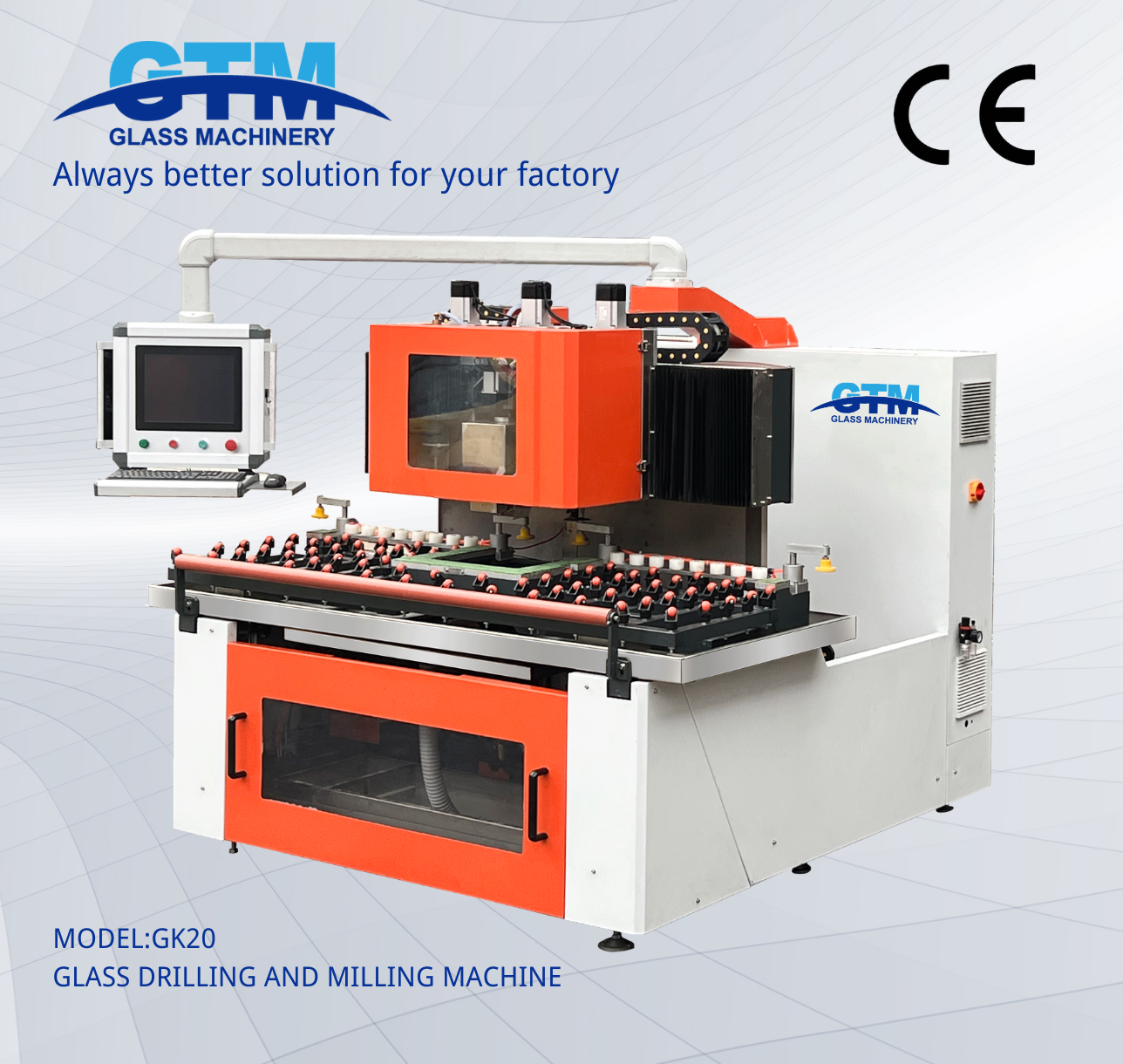 دستگاه حفاری و فرز شیشه CNC
 GK20
 (متخصص درب دوش)
