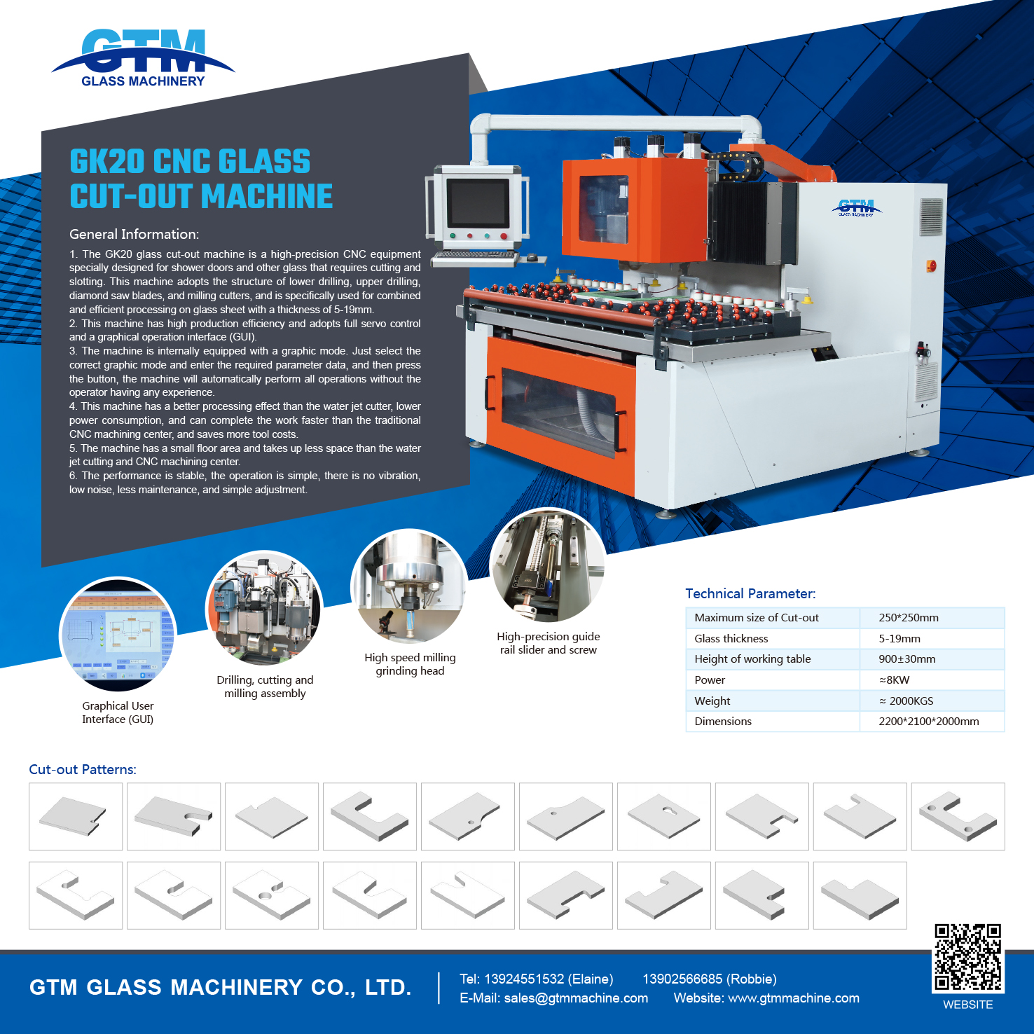 CNC glass drilling and milling machine