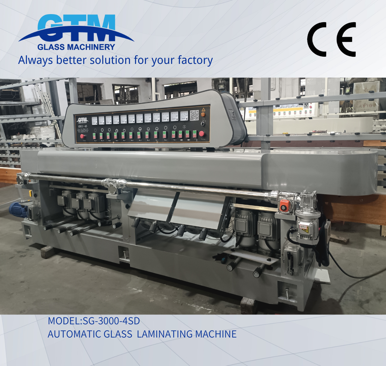 GM11-45 Glass flat edger and 45 degrees mitering machine