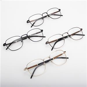 Unisex Metal Eyeglasses With Wood Temple
