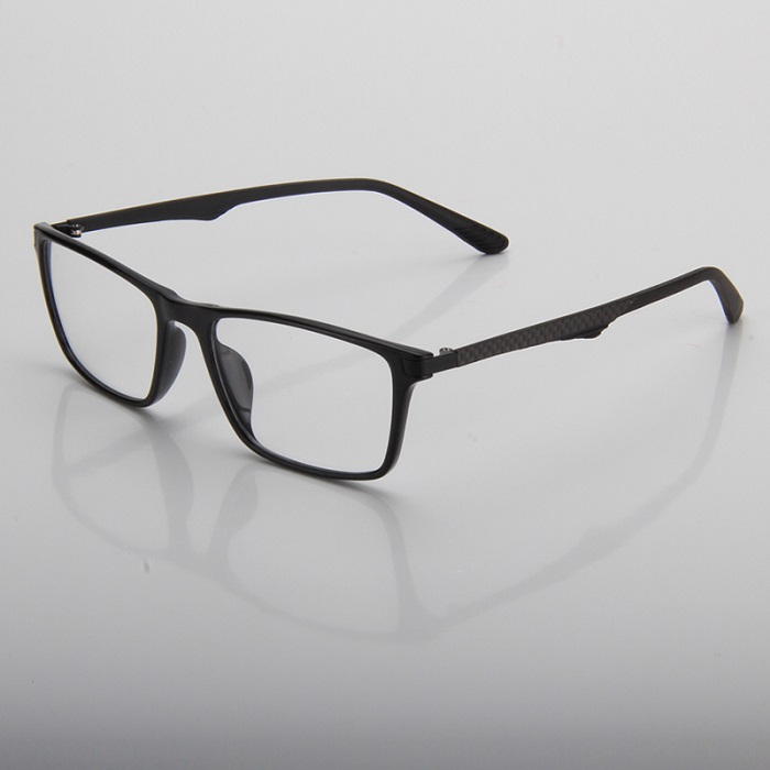 Square Plastic Eyewear With Carbon Fiber Temple