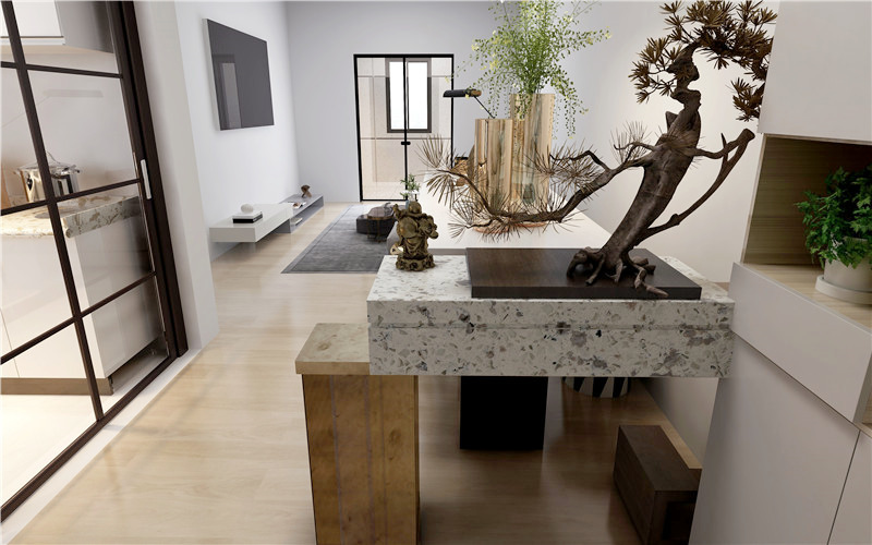 Black and white quartz worktops