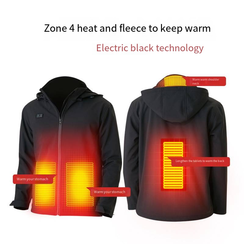Insulated Hoodies For Men,11 Smart Electric Heating USB Male And Female Same Style Abdomen Back Heating Cotton Suit,Men Winter Top Shirt,