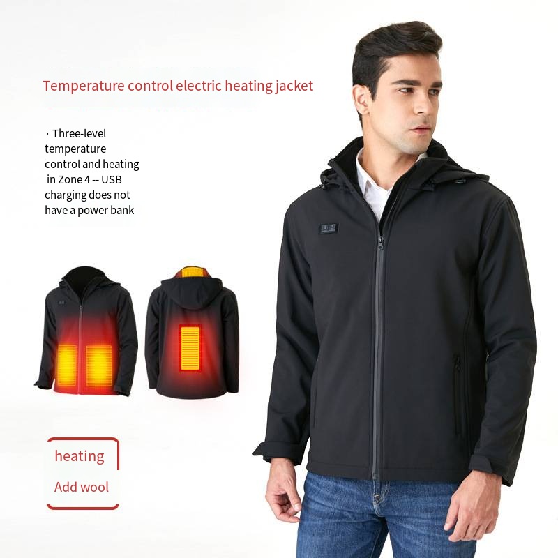 Insulated Hoodies For Men,11 Smart Electric Heating USB Male And Female Same Style Abdomen Back Heating Cotton Suit,Men Winter Top Shirt,