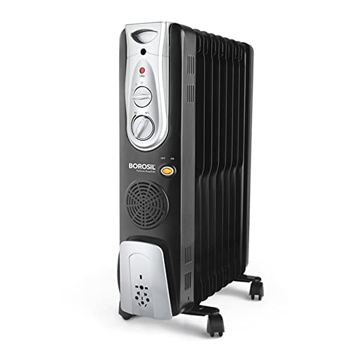 Calefactor de habitación con radiador lleno de filtro de aceite de 9 aletas, 2400 W, negro