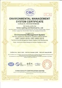 ENVIRONMENTAL MANAGEMENT SYSTEM CERTIFICATE ISO14001:2015