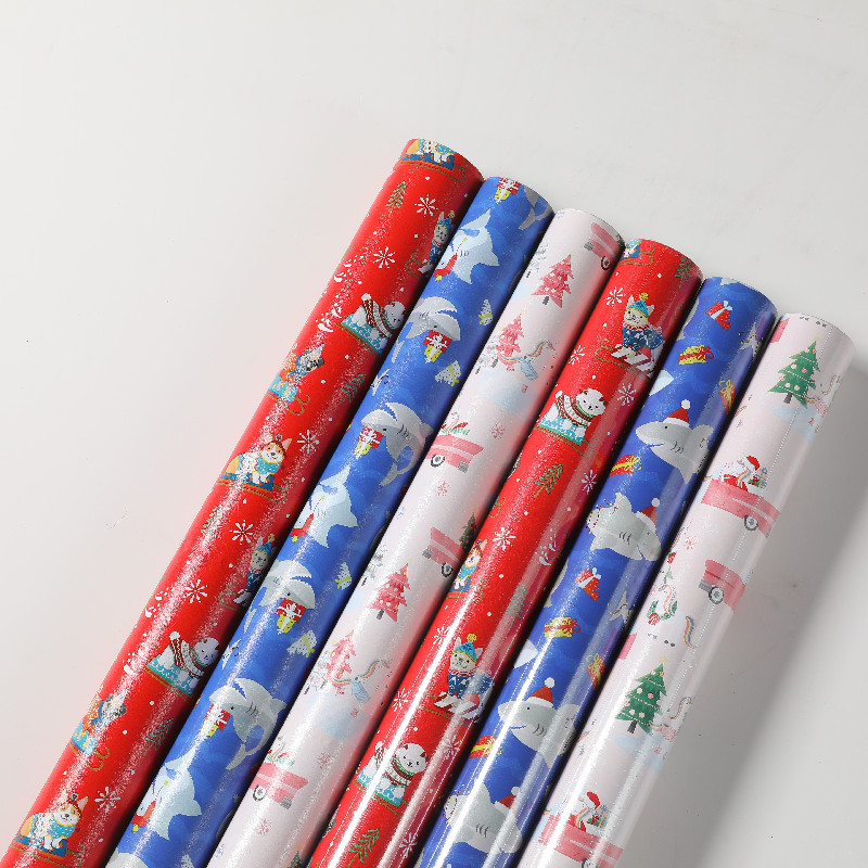 Supply Printed and embossed cartoon design Christmas gift Wrapping