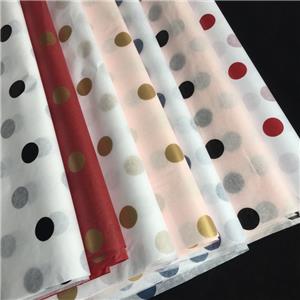OEM & ODM printed colorful circle and hot stamping 17gsm tissue paper with dot pattern for decoration