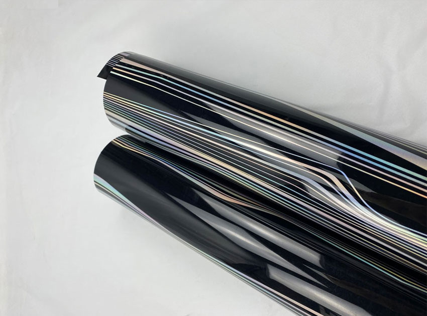 PVC Decorative Film with black ground and laser wavy stripes