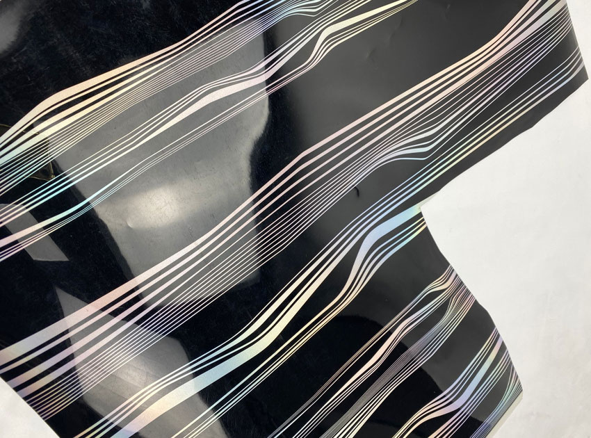 PVC Decorative Film with black ground and laser wavy stripes