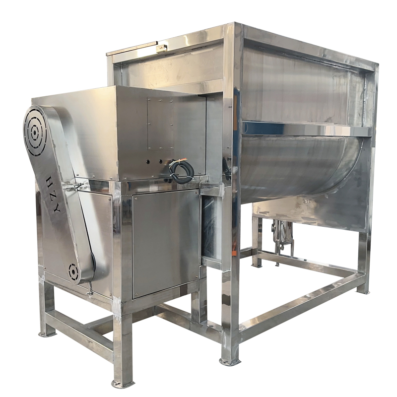 Horizontal mixer with spray stainless steel heating