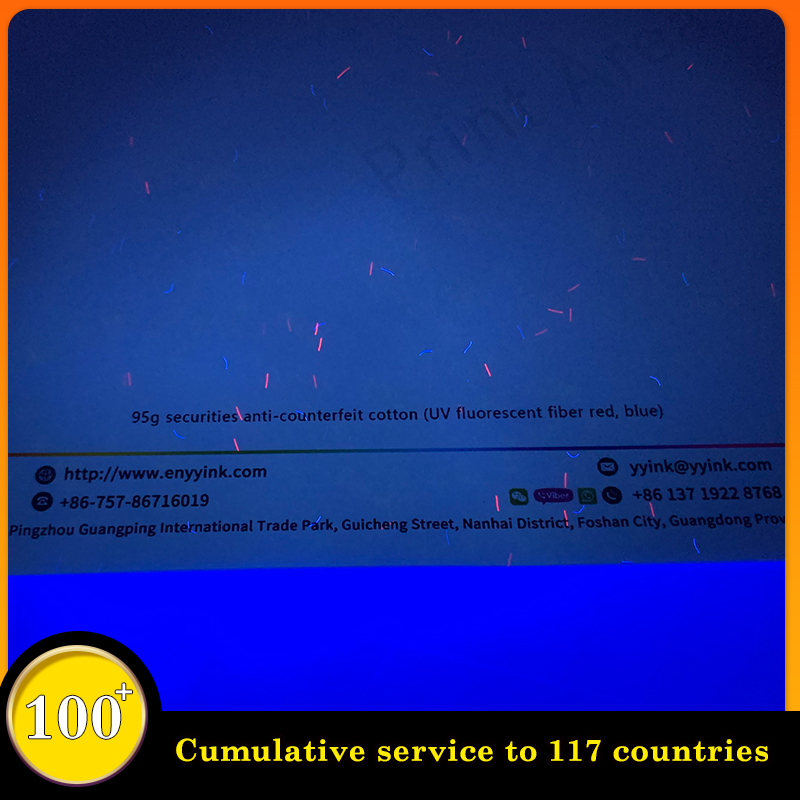 Blue And Red UV Invisible Fiber Security Paper