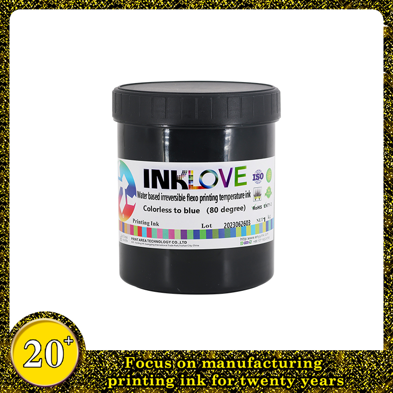 Screen Printing Temperature Change Ink Irreversible 80 degrees Colorless to Blue