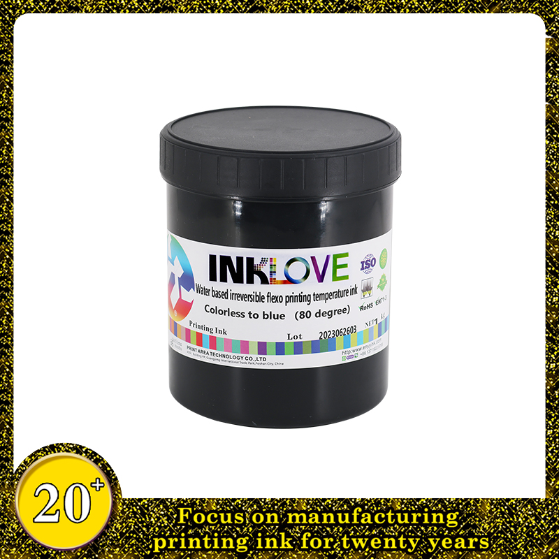 Screen Printing Temperature Change Ink Irreversible 80 degrees Colorless to Blue