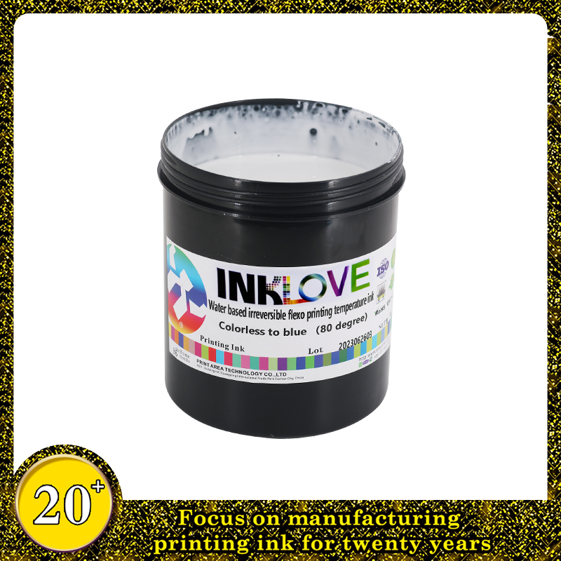 Screen Printing Temperature Change Ink Irreversible 80 degrees Colorless to Blue