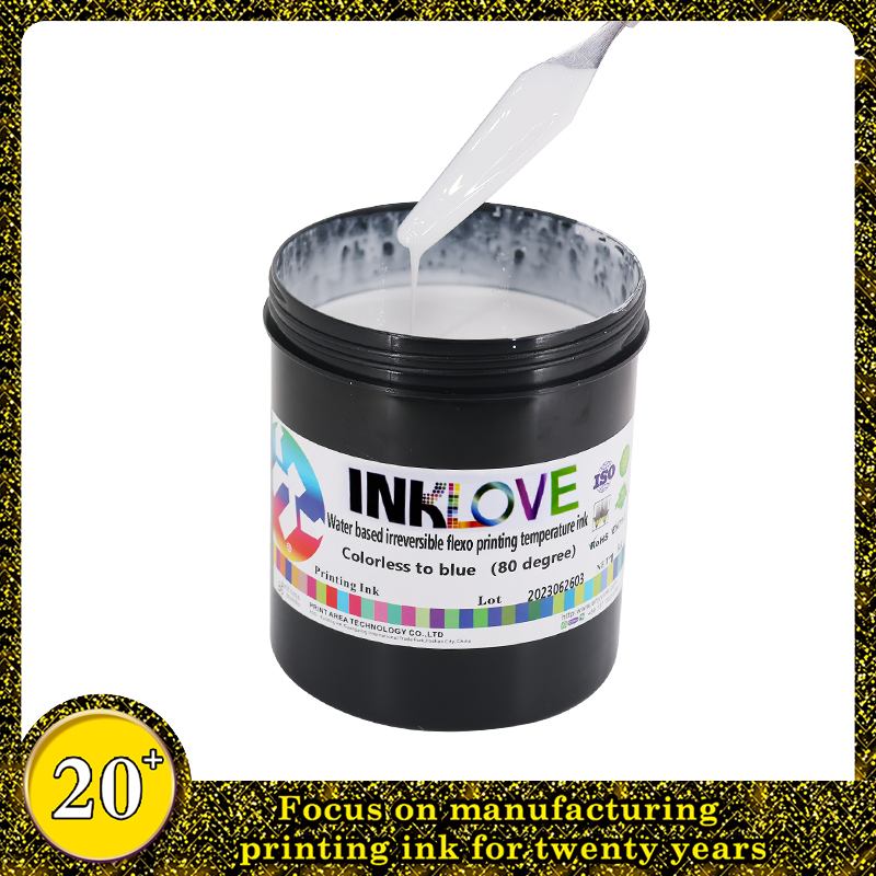 Screen Printing Temperature Change Ink Irreversible 80 degrees Colorless to Blue