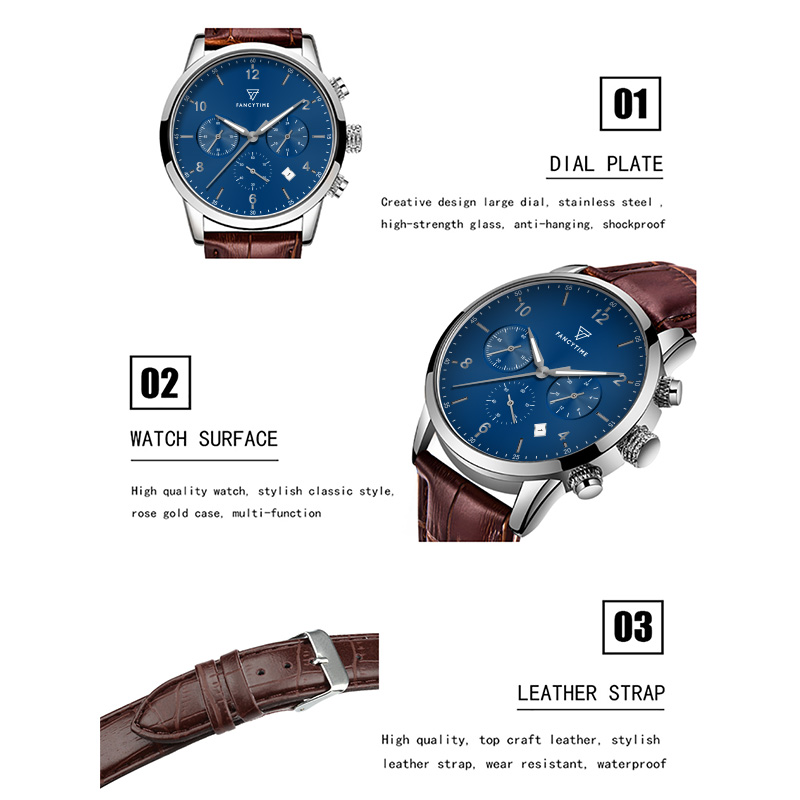 Leather Strap Quartz Men WristWatch