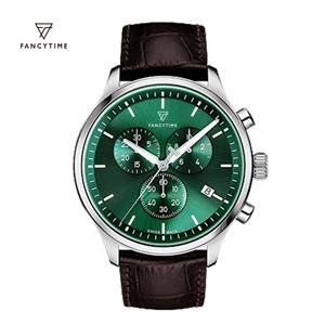 Three-Hand Black Leather chronograph watch