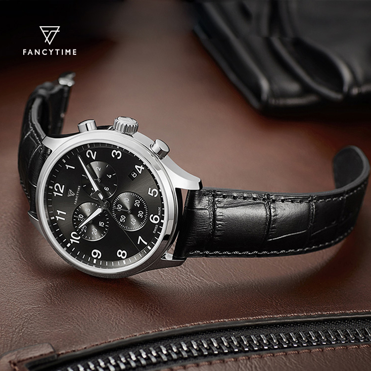 Three-Hand Black Leather chronograph watch Manufacturers, Three-Hand Black Leather chronograph watch Factory, Supply Three-Hand Black Leather chronograph watch