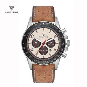 Neutra Minimalist Multifunction Brown Leather Watch