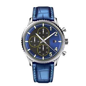 Genuine leather sports men chronograph watch