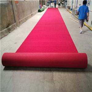 non woven needle punched polyester velour even exhibiton red wedding carpet